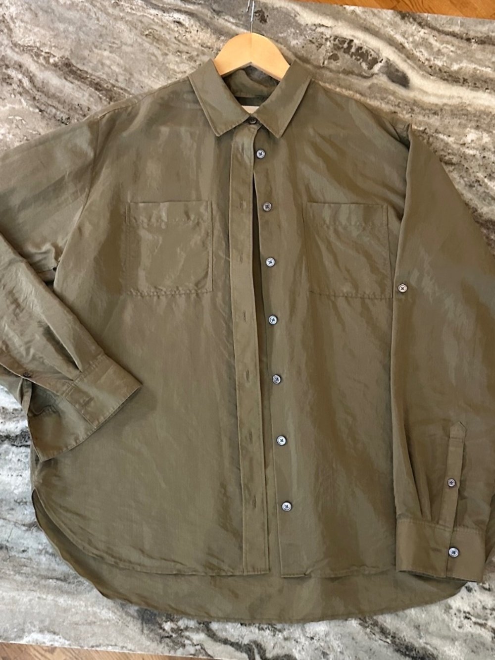 Unsubscribed - Boyfriend Camp Shirt In Voile - Olive Size Medium